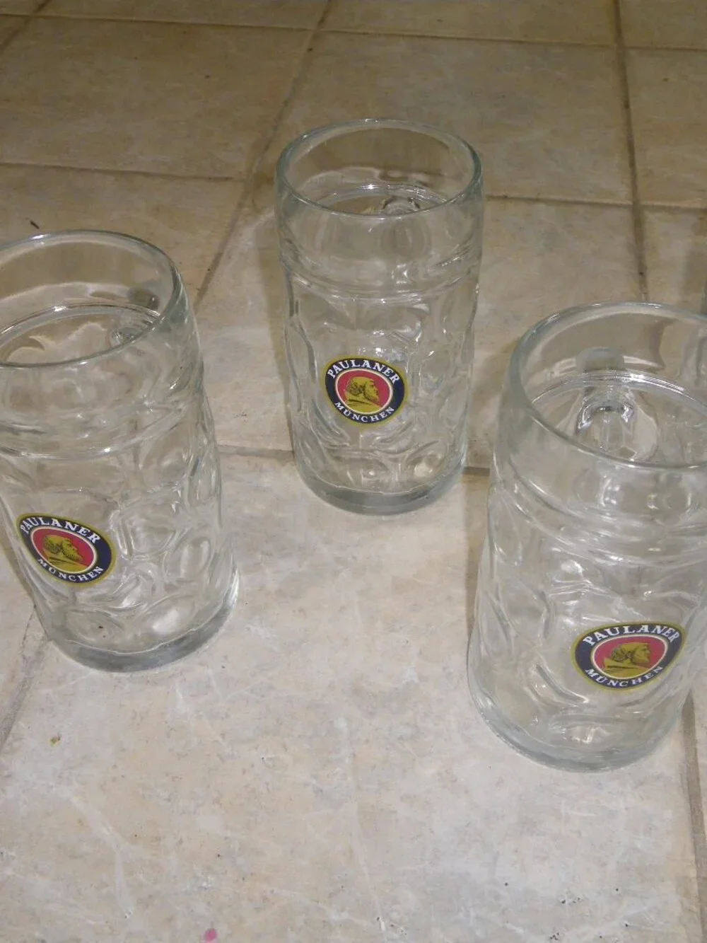 5 Paulaner Munchen Dimpled 1 L German Munich Beer Steins Glass Mugs Oktoberfest